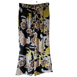 Her Destiny Wide-Leg Palazzo Pant Black/Yellow Floral Print Plus Size 2X